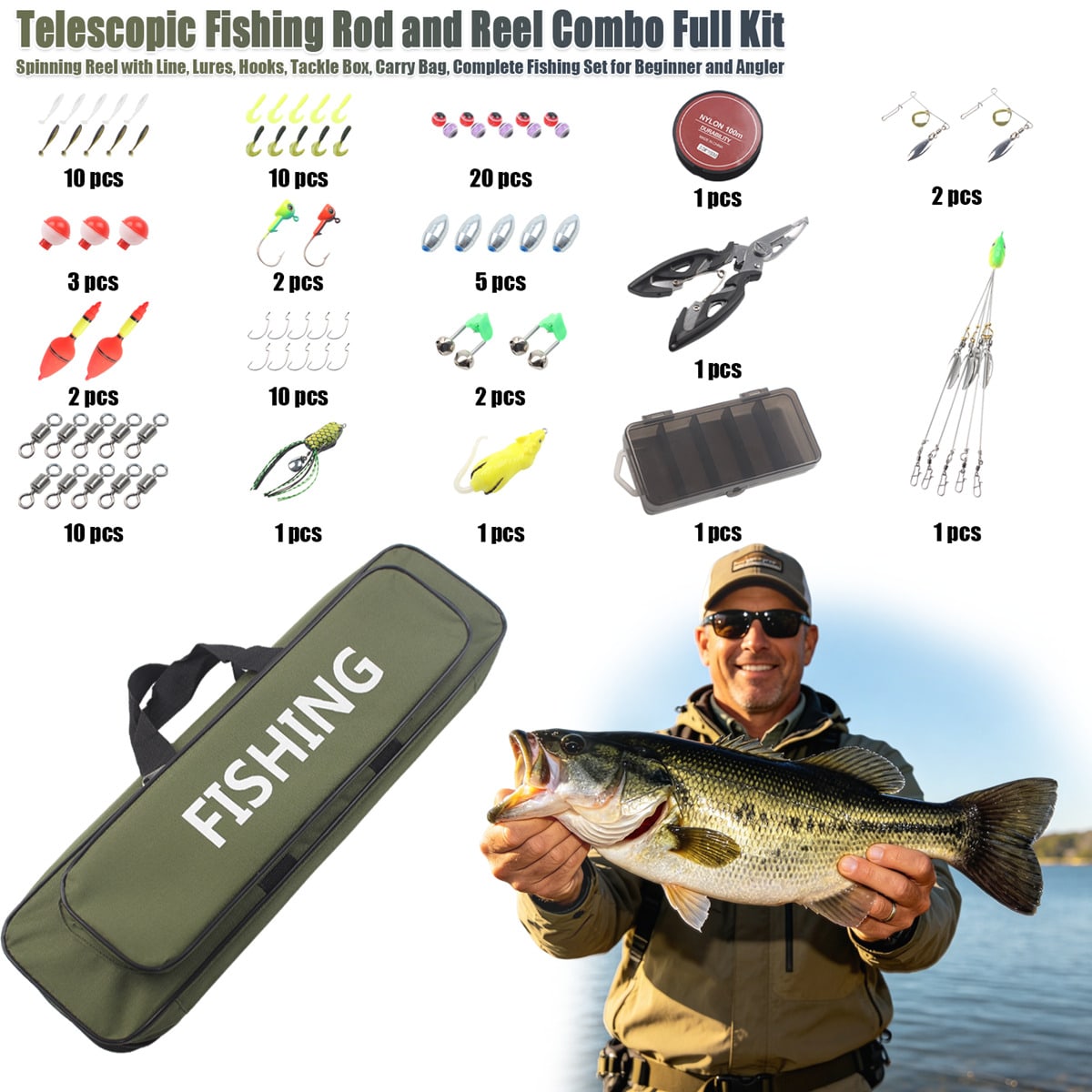 86-Piece Telescopic Fishing Ro - Fishing Equipment Online ulasan dan harga